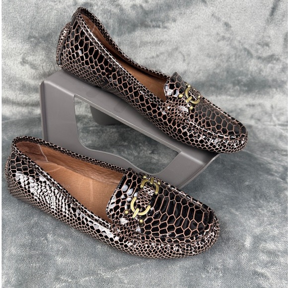 Donald J Pliner Vutra Faur Crock Erotic Luxury Loafers with Gold Detail Shoes - Picture 1 of 12